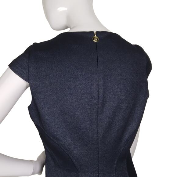 Tommy Hilfiger Indigo Fit and Flare Dress Size 8 Sparkle Denim Look Stretchy - Picture 8 of 15